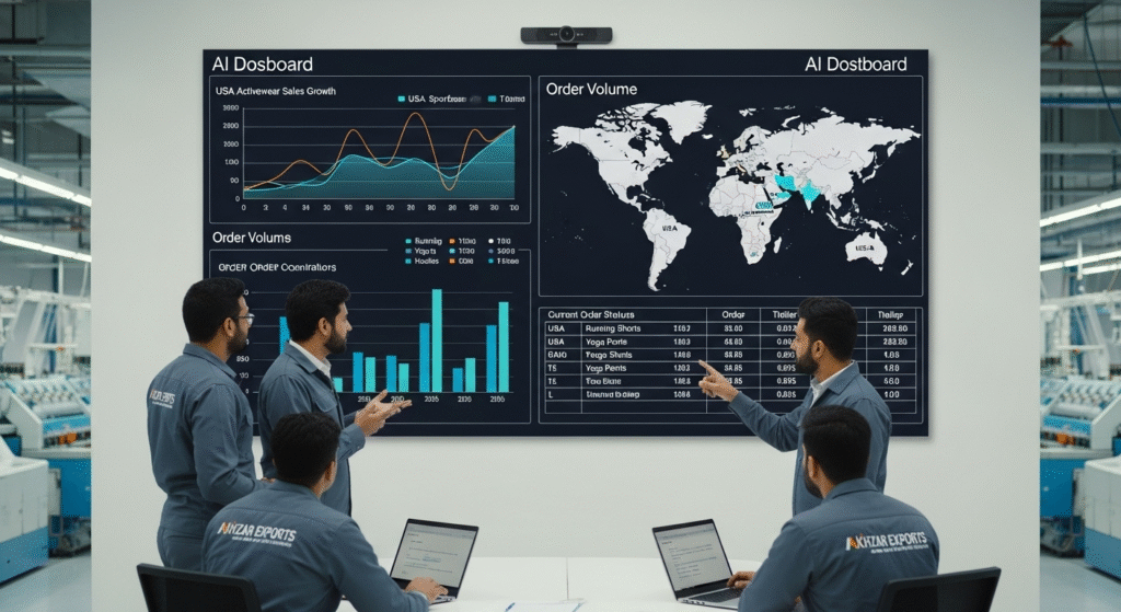 AI-based trend analysis system at Akhzar Exports for USA custom sportswear manufacturing startups