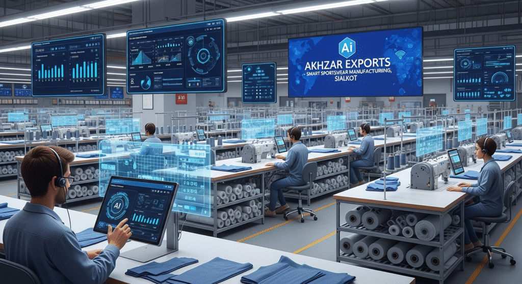 AI-powered smart fabric manufacturing process at Akhzar Exports Sialkot factory