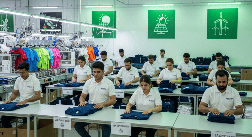 Akhzar Exports sustainable custom sportswear manufacturer producing eco-friendly apparel for USA exports