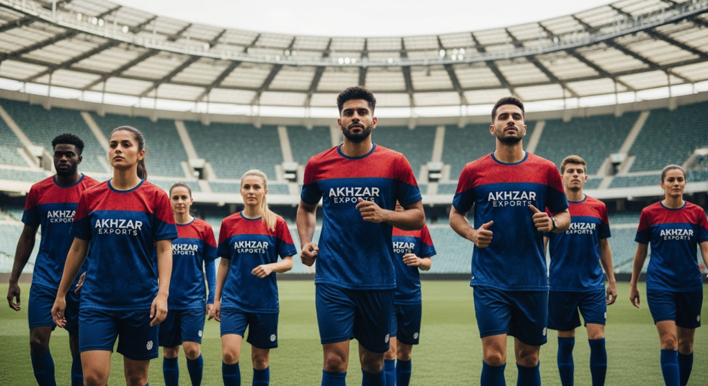 Custom sportswear manufacturer USA team uniforms by Akhzar Exports